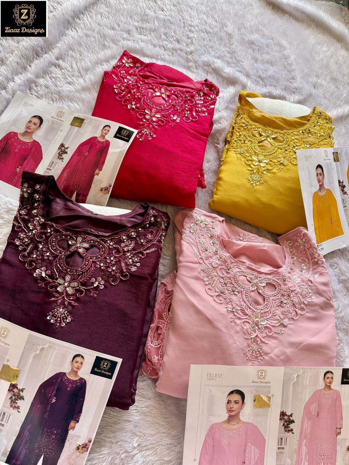 778Abcd Ziaaz Designs Pure Crinckle Chiffon Pakistani Salwar Suits Supplier Gujarat