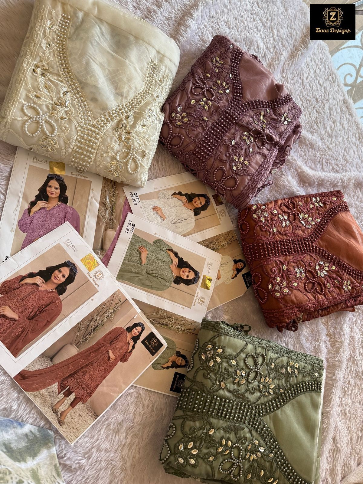 787Abcd Ziaaz Designs Organza Pakistani Salwar Suits Manufacturer Gujarat