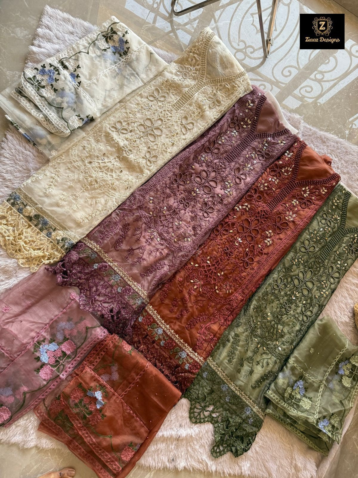 787Abcd Ziaaz Designs Organza Pakistani Salwar Suits Manufacturer Gujarat