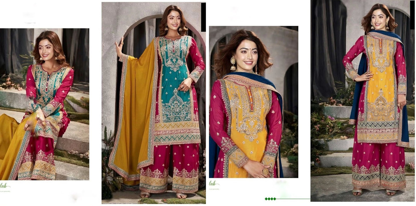 799 Aarohi Faux Georgette Readymade Plazzo Style Suits Wholesale Price