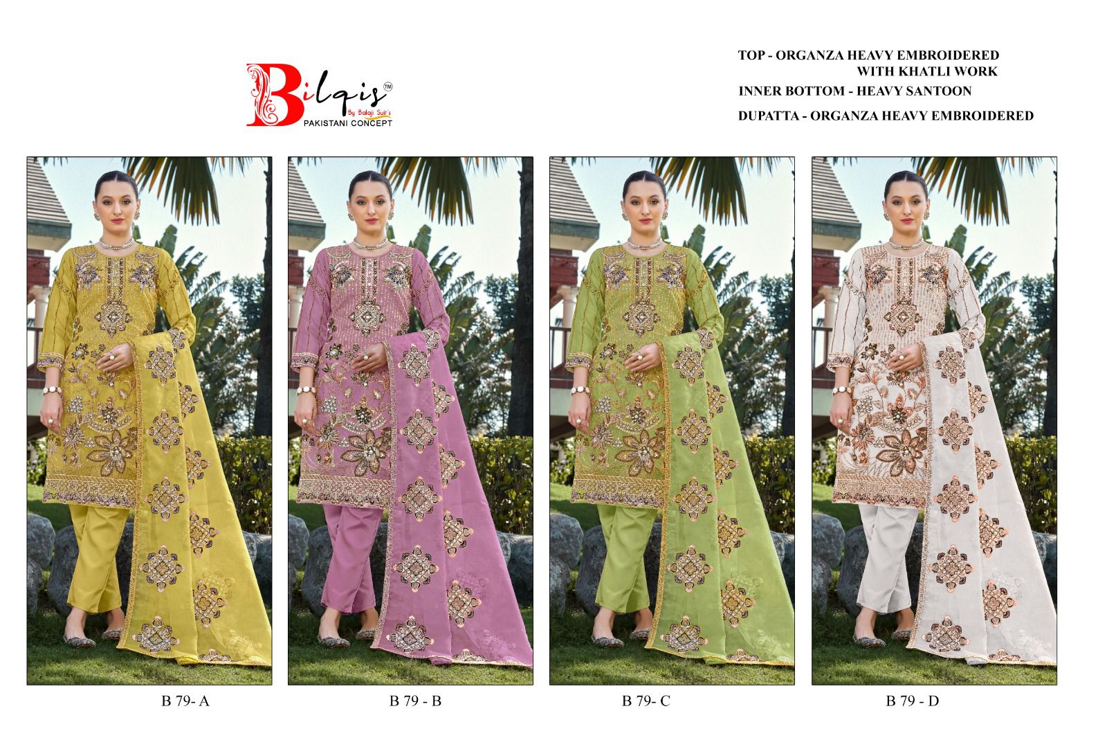 79 Bilqis Organza Pakistani Salwar Suits Exporter India