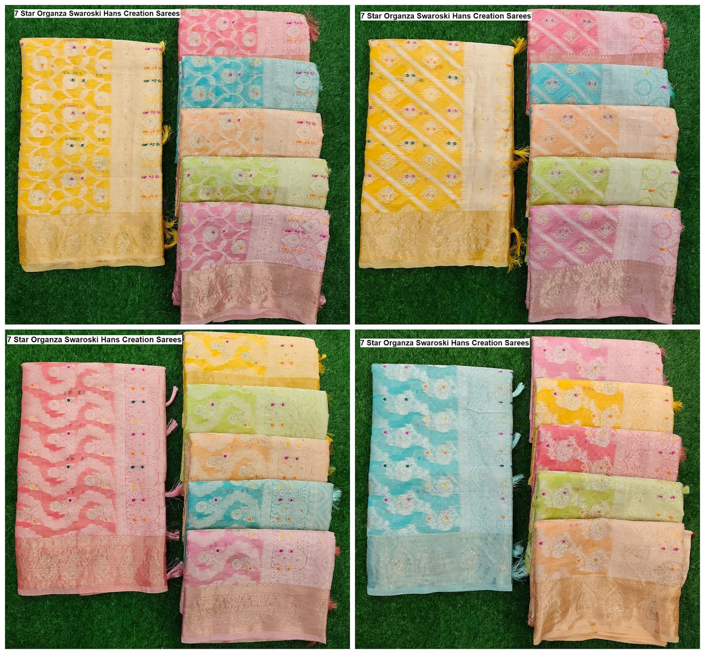 7 Star Organza Swaroski Hans Creation Sarees Wholesale Price