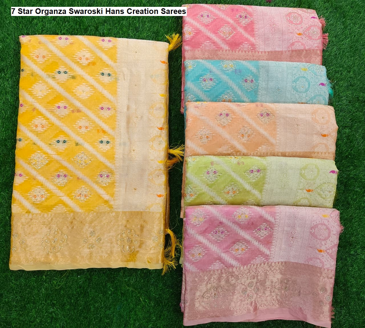 7 Star Organza Swaroski Hans Creation Sarees Wholesale Price