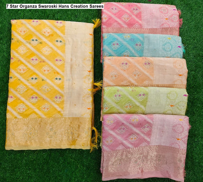 7 Star Organza Swaroski Hans Creation Sarees Wholesale Price