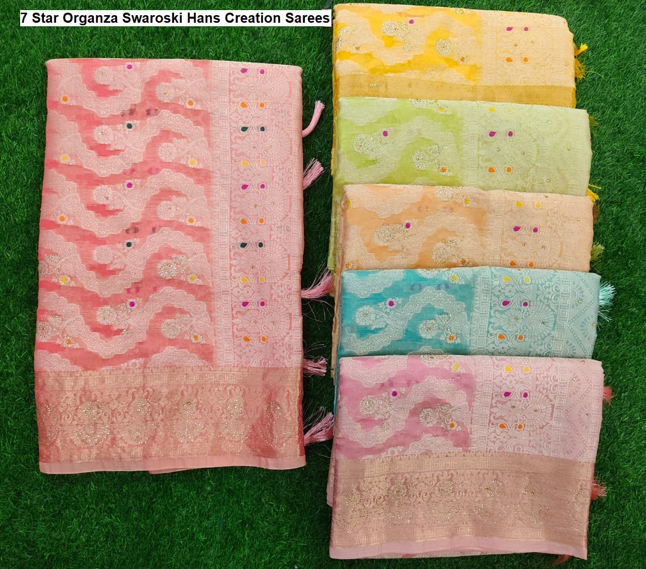 7 Star Organza Swaroski Hans Creation Sarees Wholesale Price