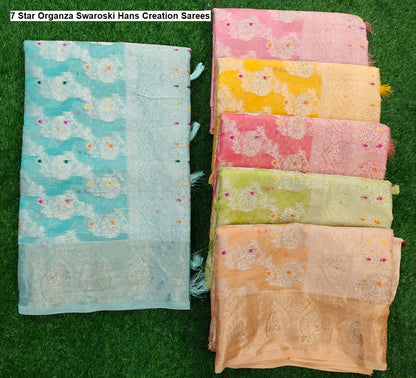 7 Star Organza Swaroski Hans Creation Sarees Wholesale Price