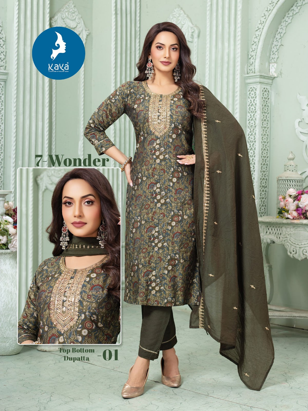 7 Wonder Kaya Chanderi Readymade Pant Style Suits Wholesale Rate
