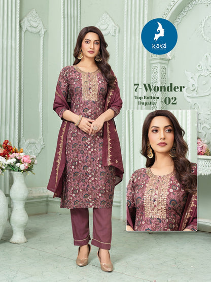 7 Wonder Kaya Chanderi Readymade Pant Style Suits Wholesale Rate