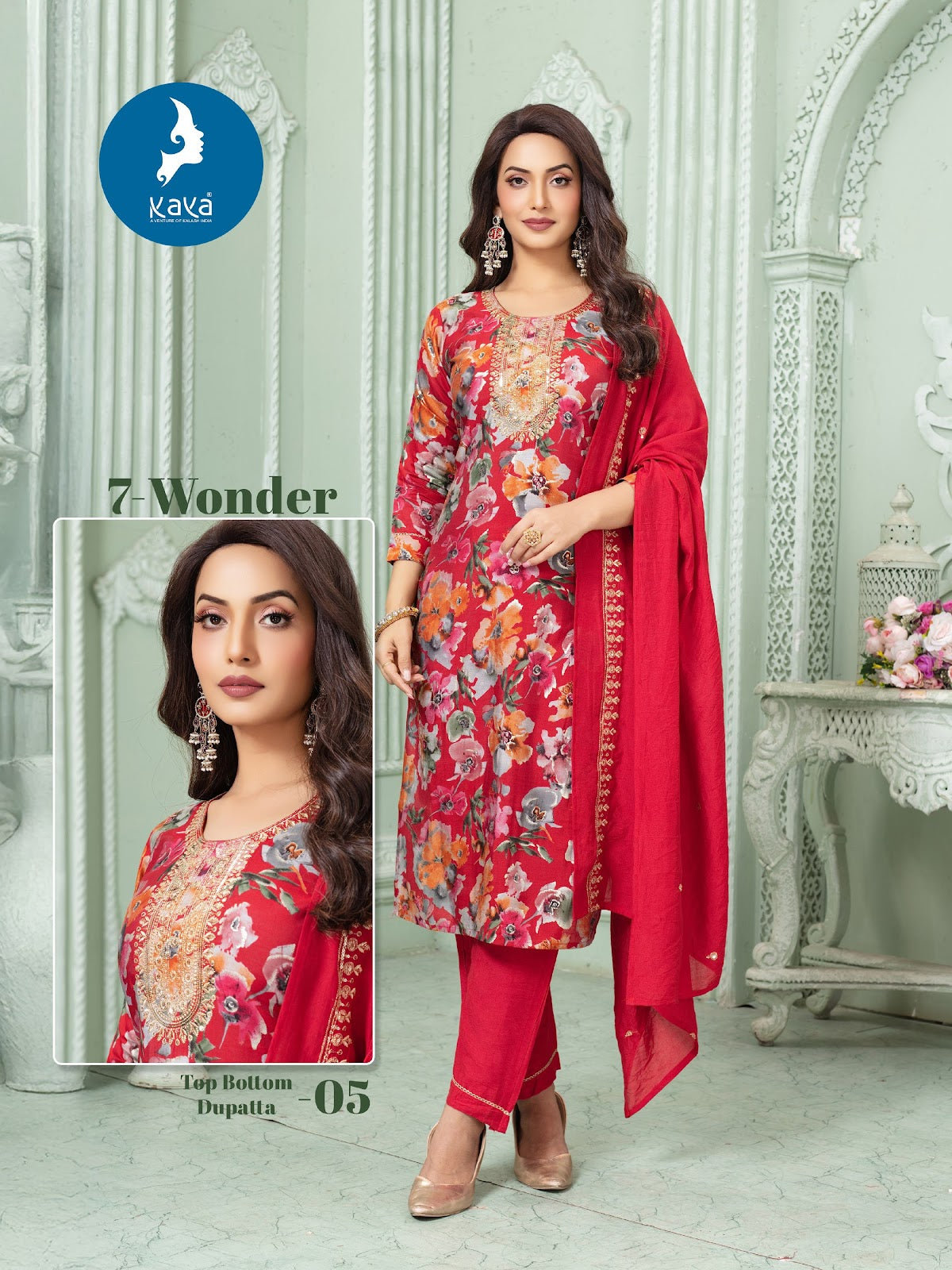 7 Wonder Kaya Chanderi Readymade Pant Style Suits Wholesale Rate