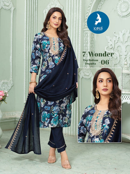 7 Wonder Kaya Chanderi Readymade Pant Style Suits Wholesale Rate