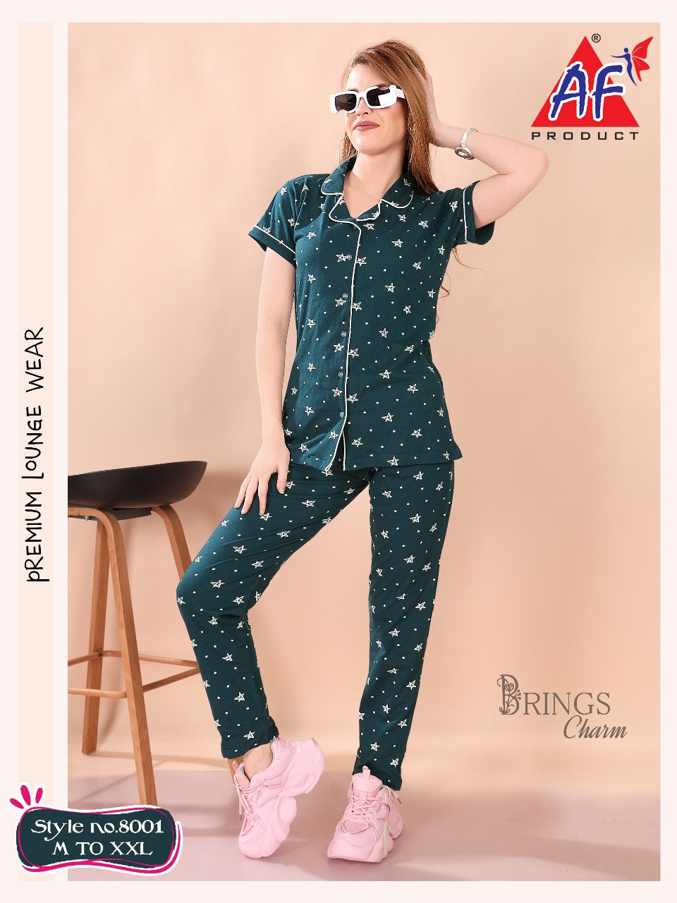 8001 Ajanta Fashion Cotton Collar Night Suits Exporter India