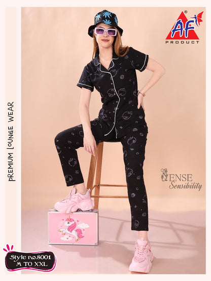 8001 Ajanta Fashion Cotton Collar Night Suits Exporter India