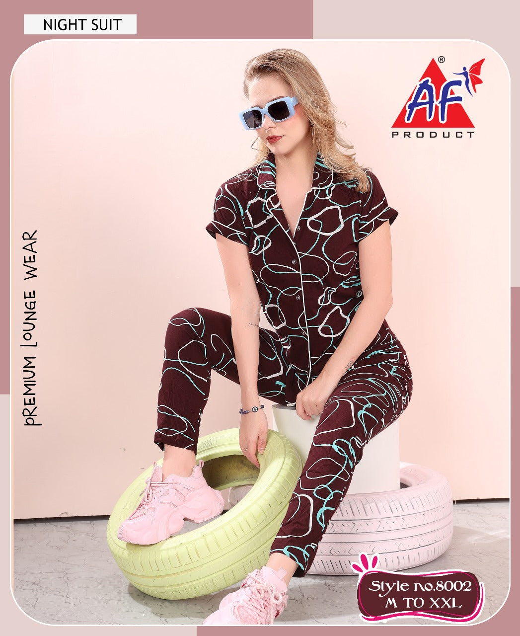 8002 Ajanta Fashion Cotton Collar Night Suits Wholesaler India