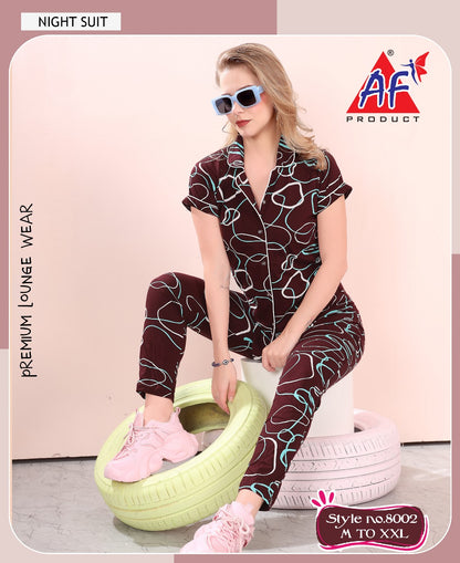 8002 Ajanta Fashion Cotton Collar Night Suits Wholesaler India