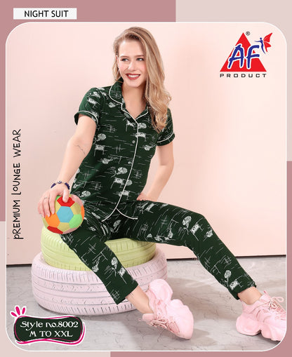 8002 Ajanta Fashion Cotton Collar Night Suits Wholesaler India