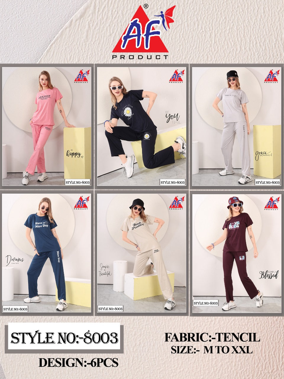 8003 Ajanta Fashion Tencil Pyjama Night Suits Wholesale Price