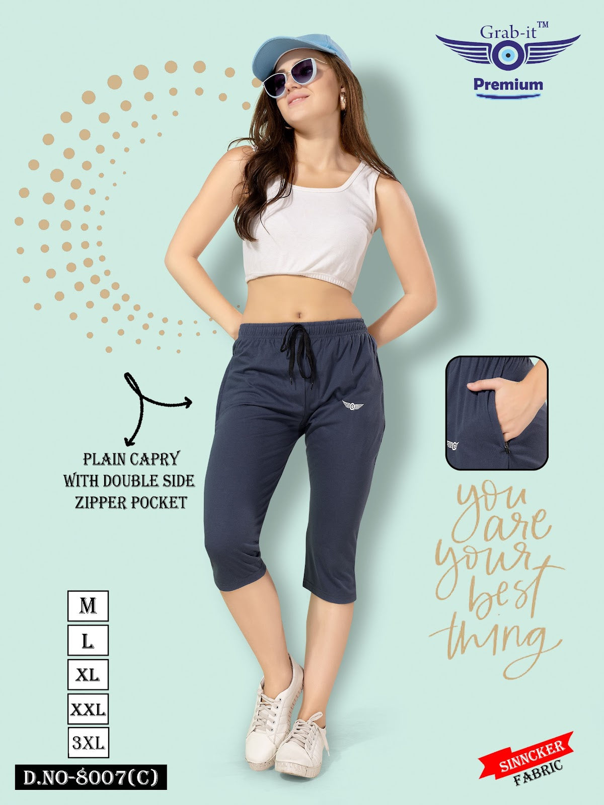 8007 C Grab It Sinker Womens Capri Exporter Gujarat