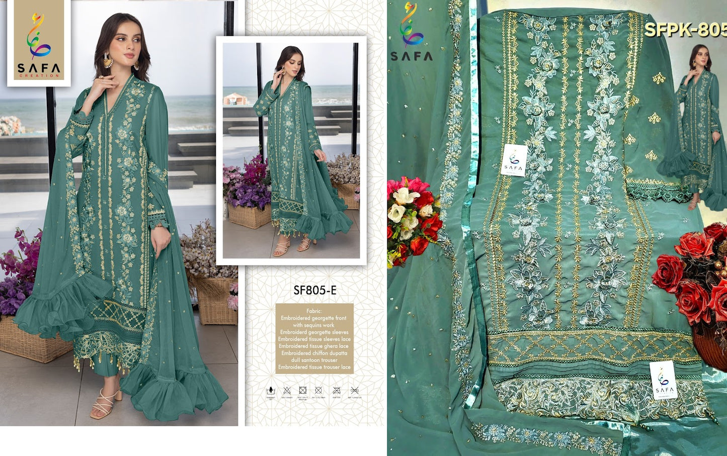 805Colours Safa Creation Georgette Pakistani Salwar Suits