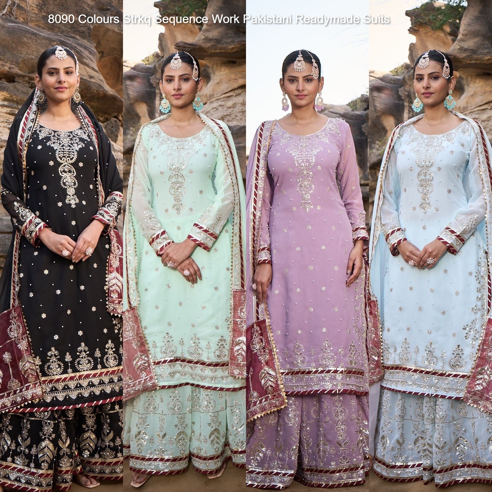 8090 Strkq Faux Georgette Pakistani Readymade Suits Wholesaler Ahmedabad