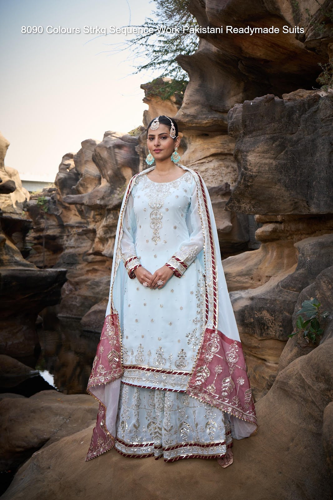 8090 Strkq Faux Georgette Pakistani Readymade Suits Wholesaler Ahmedabad