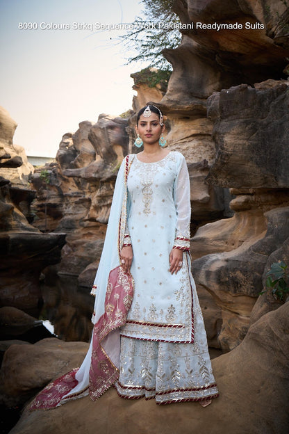 8090 Strkq Faux Georgette Pakistani Readymade Suits Wholesaler Ahmedabad