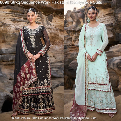 8090 Strkq Faux Georgette Pakistani Readymade Suits Wholesaler Ahmedabad