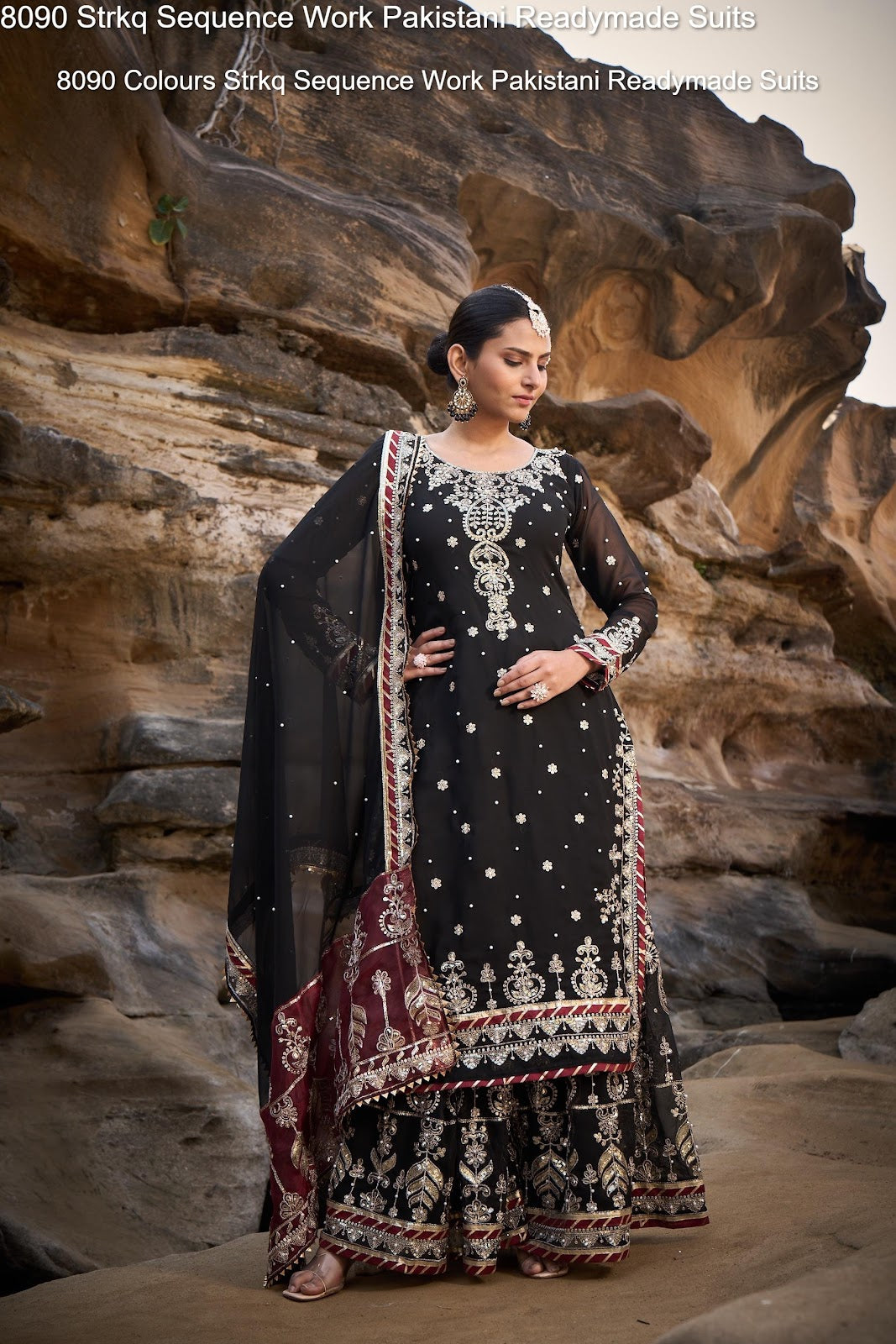 8090 Strkq Faux Georgette Pakistani Readymade Suits Wholesaler Ahmedabad