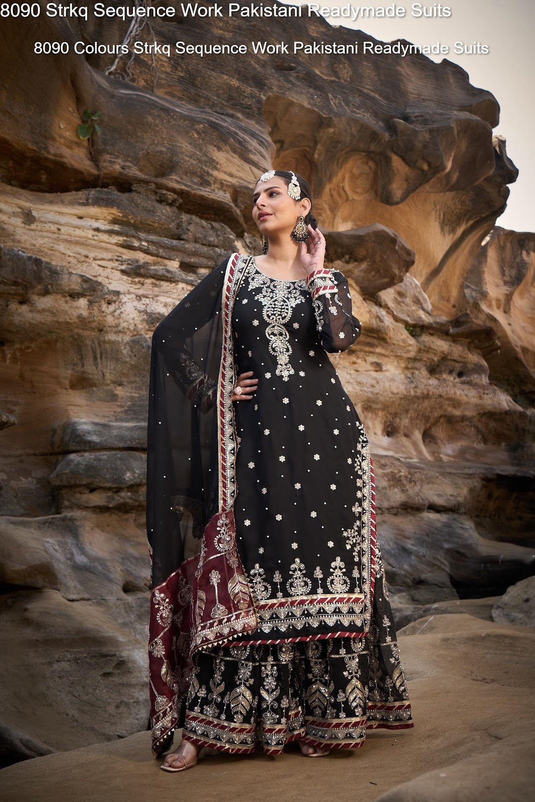 8090 Strkq Faux Georgette Pakistani Readymade Suits Wholesaler Ahmedabad