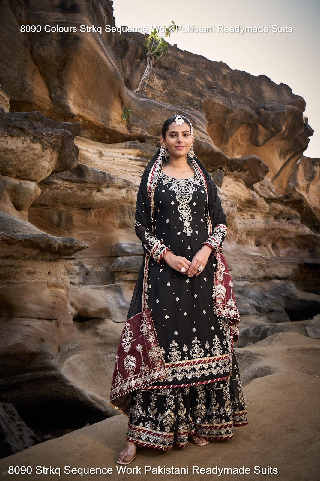 8090 Strkq Faux Georgette Pakistani Readymade Suits Wholesaler Ahmedabad