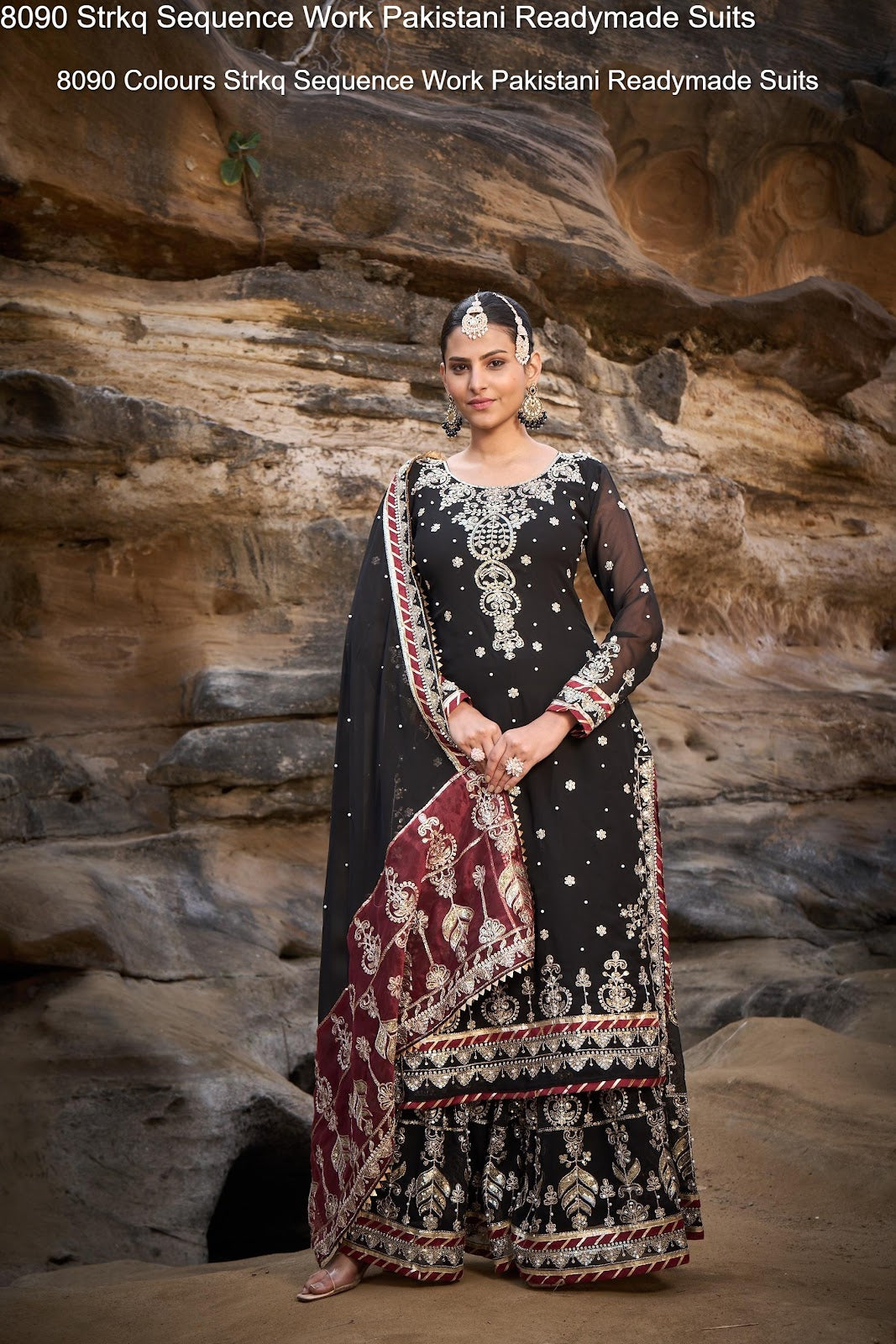 8090 Strkq Faux Georgette Pakistani Readymade Suits Wholesaler Ahmedabad