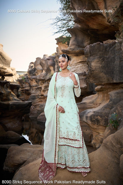 8090 Strkq Faux Georgette Pakistani Readymade Suits Wholesaler Ahmedabad