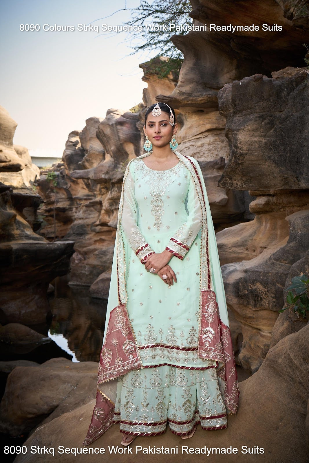 8090 Strkq Faux Georgette Pakistani Readymade Suits Wholesaler Ahmedabad