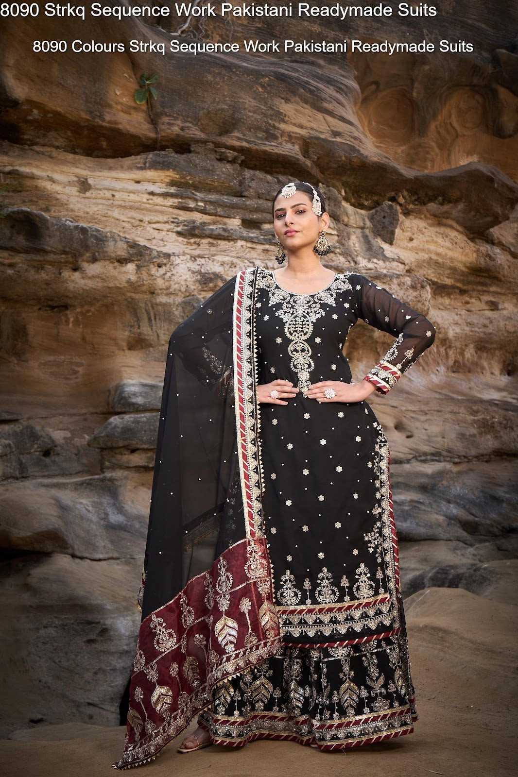8090 Strkq Faux Georgette Pakistani Readymade Suits Wholesaler Ahmedabad