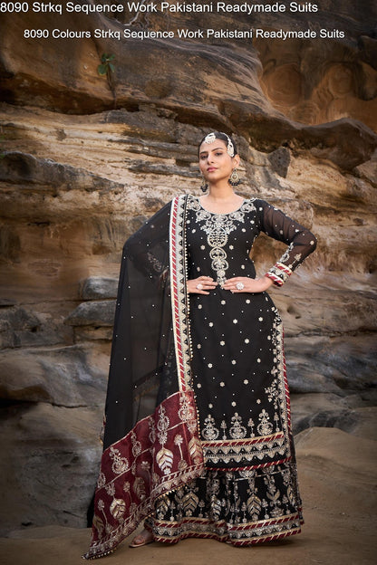 8090 Strkq Faux Georgette Pakistani Readymade Suits Wholesaler Ahmedabad