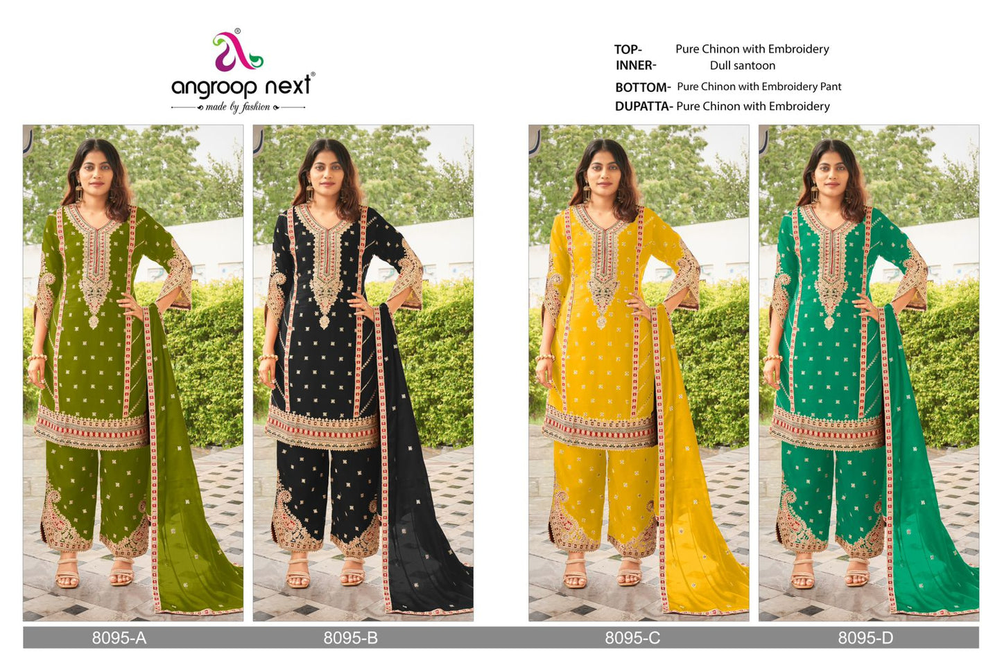 8095 Angroop Next Chinon Pakistani Readymade Suits Manufacturer