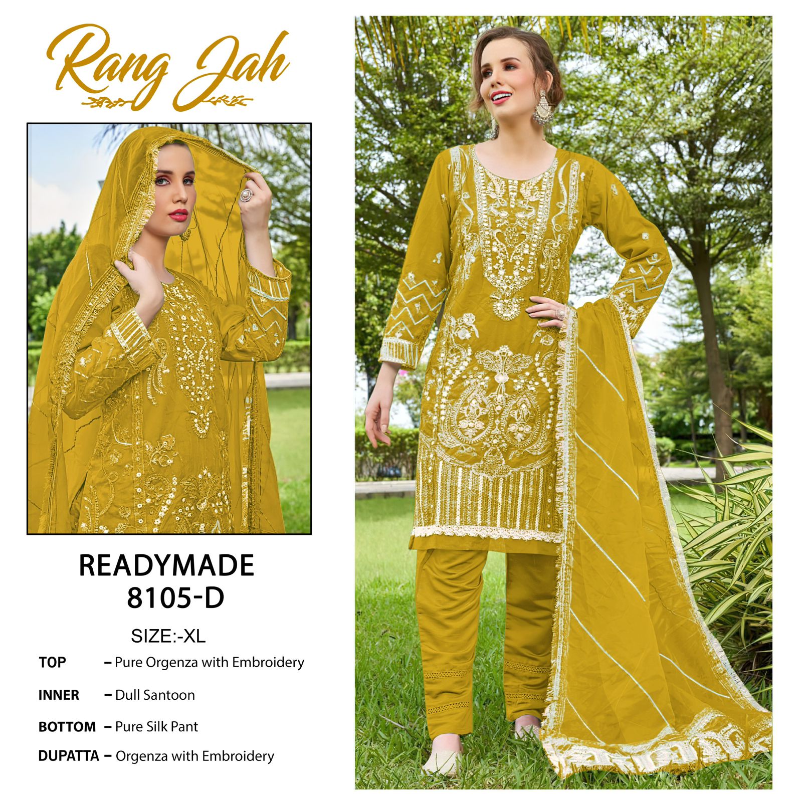 8105 Abcd Rang Jah Rawayat Organza Pakistani Readymade Suits Wholesaler India