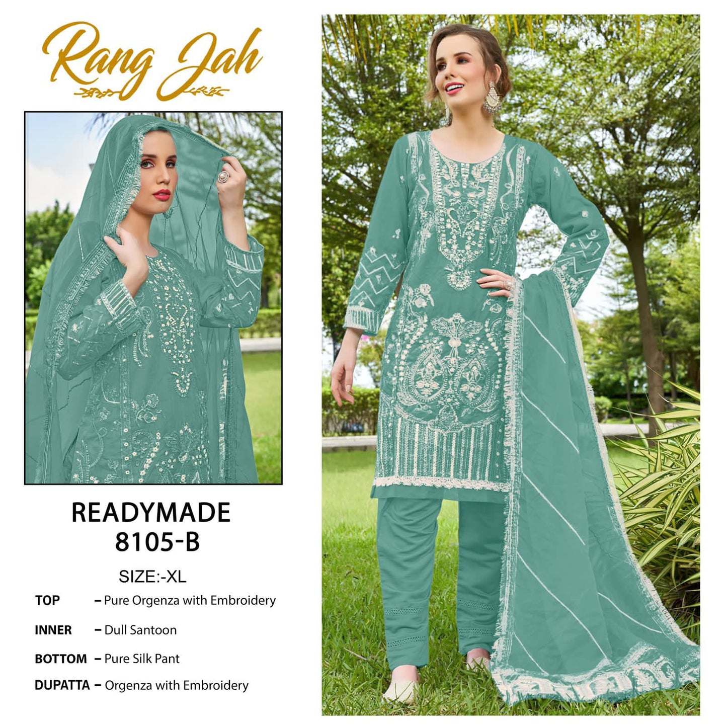 8105 Abcd Rang Jah Rawayat Organza Pakistani Readymade Suits Wholesaler India