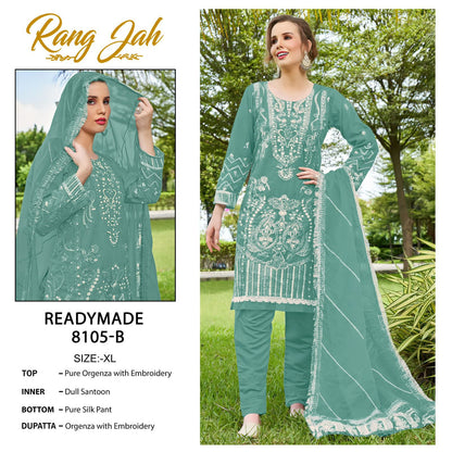 8105 Abcd Rang Jah Rawayat Organza Pakistani Readymade Suits Wholesaler India