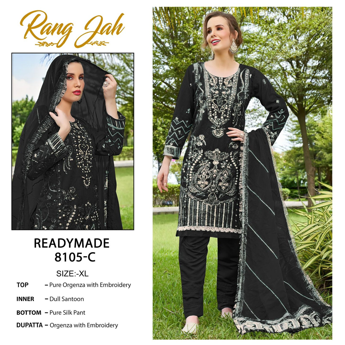 8105 Abcd Rang Jah Rawayat Organza Pakistani Readymade Suits Wholesaler India