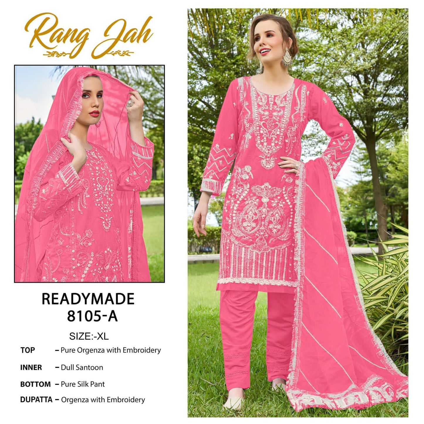 8105 Abcd Rang Jah Rawayat Organza Pakistani Readymade Suits Wholesaler India