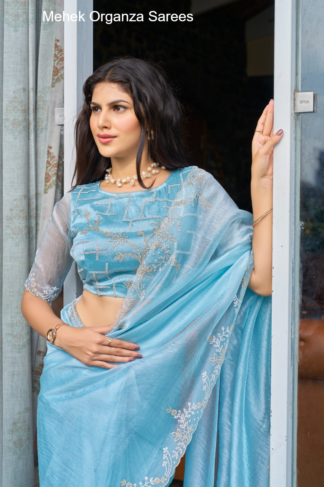814A To 814E Mehek Organza Sarees Manufacturer Ahmedabad