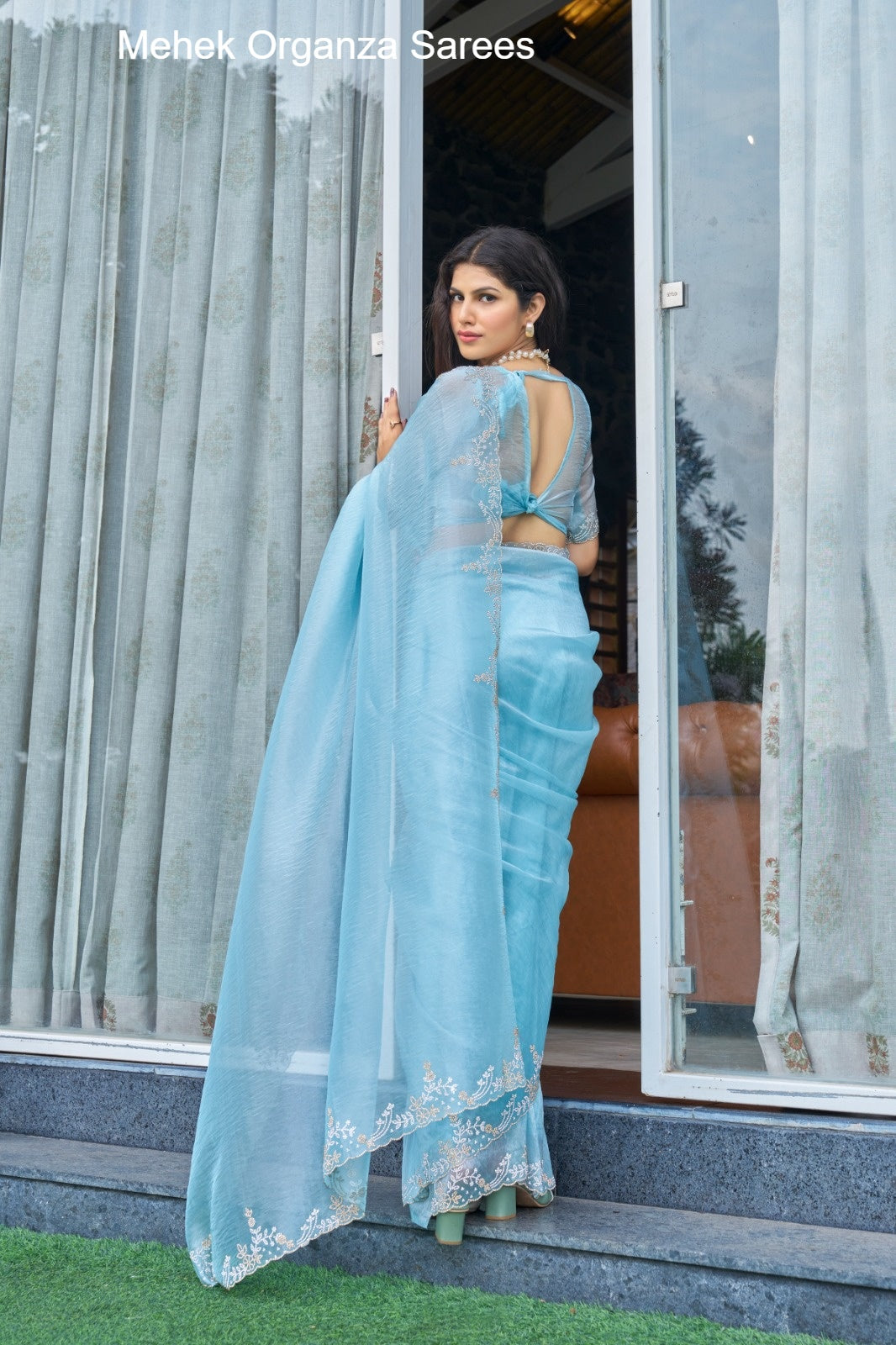 814A To 814E Mehek Organza Sarees Manufacturer Ahmedabad