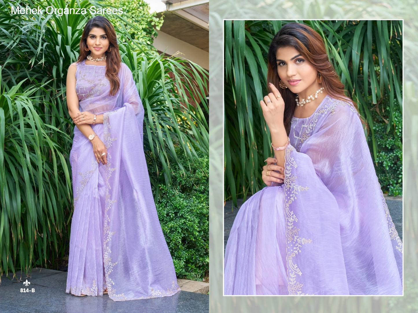 814A To 814E Mehek Organza Sarees Manufacturer Ahmedabad