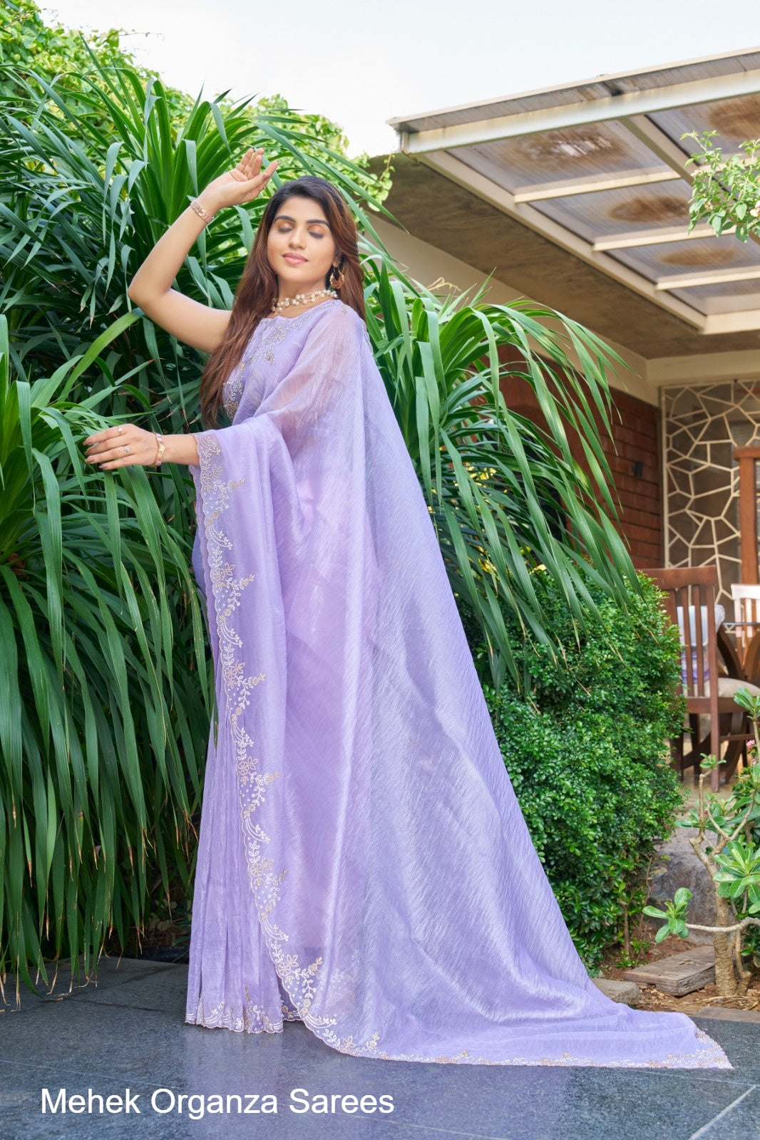 814A To 814E Mehek Organza Sarees Manufacturer Ahmedabad