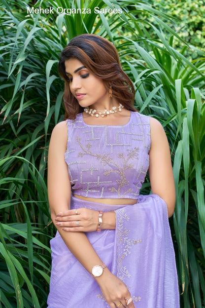 814A To 814E Mehek Organza Sarees Manufacturer Ahmedabad