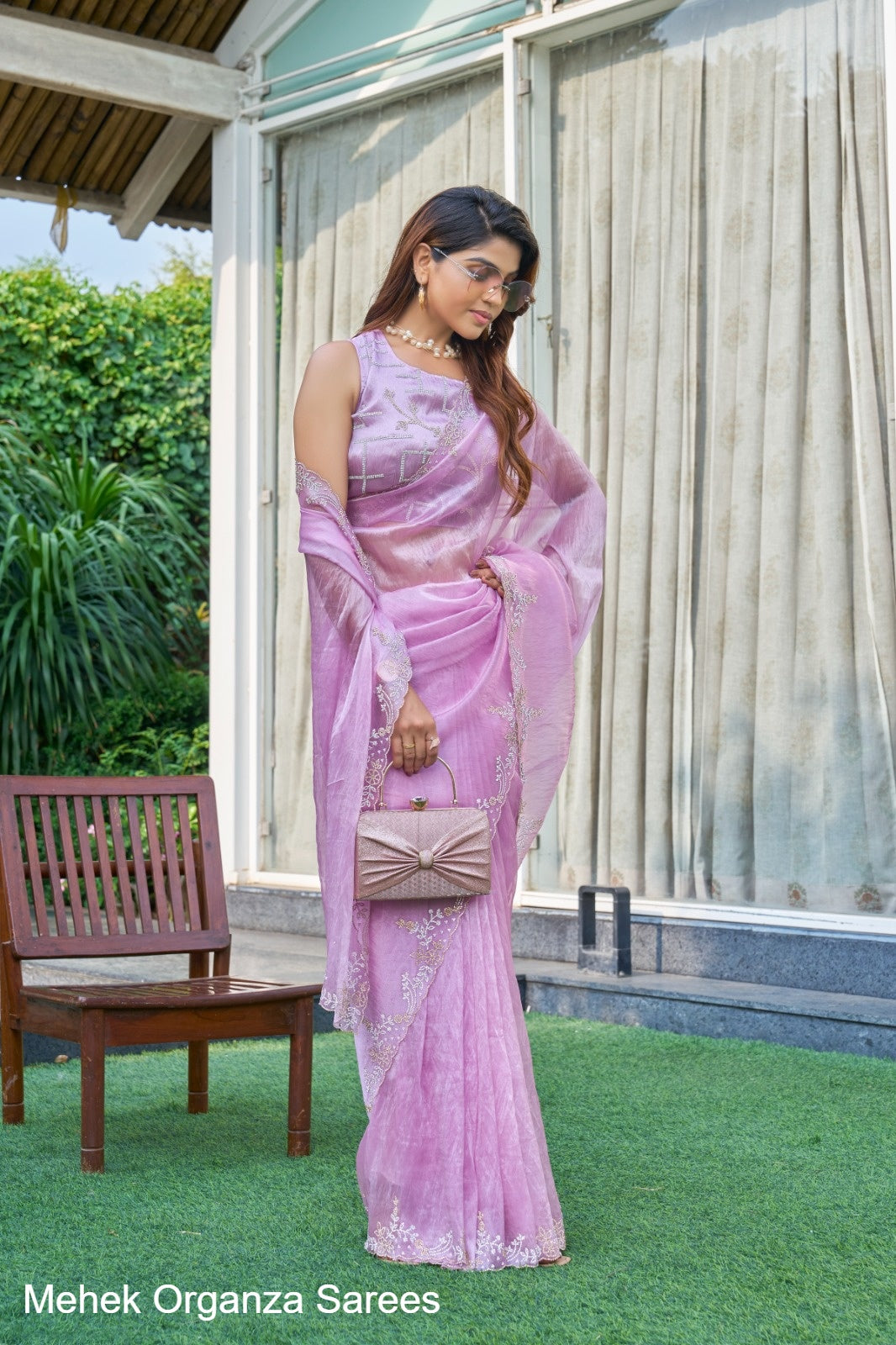 814A To 814E Mehek Organza Sarees Manufacturer Ahmedabad