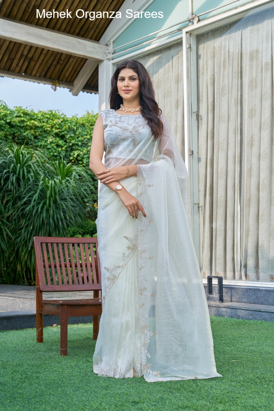 814A To 814E Mehek Organza Sarees Manufacturer Ahmedabad
