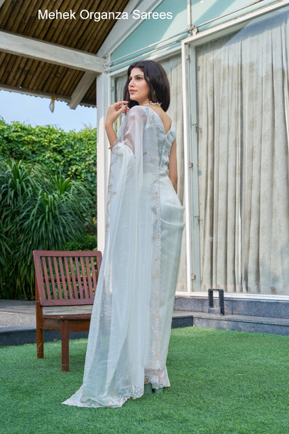 814A To 814E Mehek Organza Sarees Manufacturer Ahmedabad
