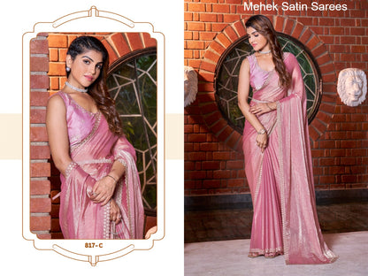 817A To 817E Mehek Satin Sarees Wholesaler Ahmedabad