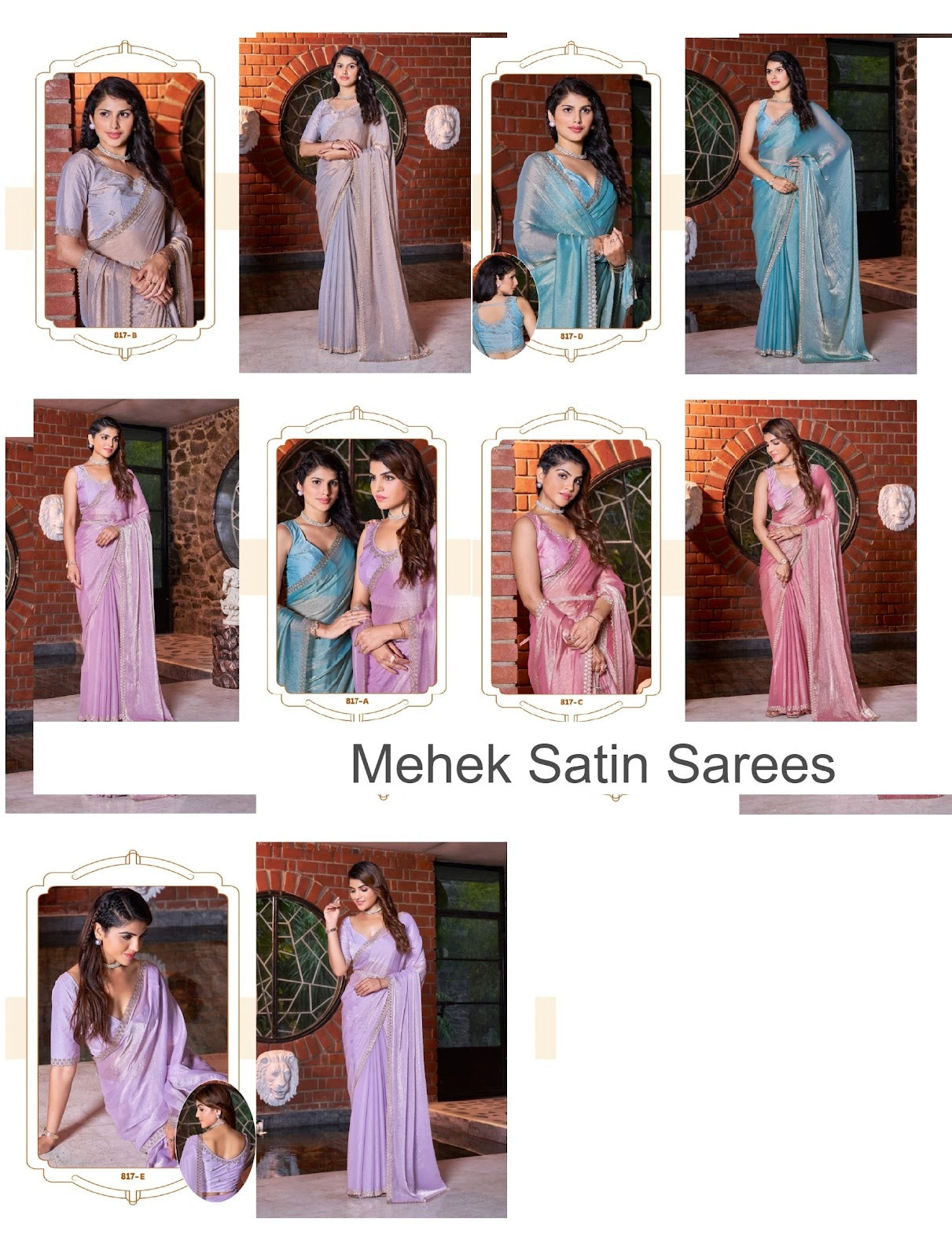 817A To 817E Mehek Satin Sarees Wholesaler Ahmedabad